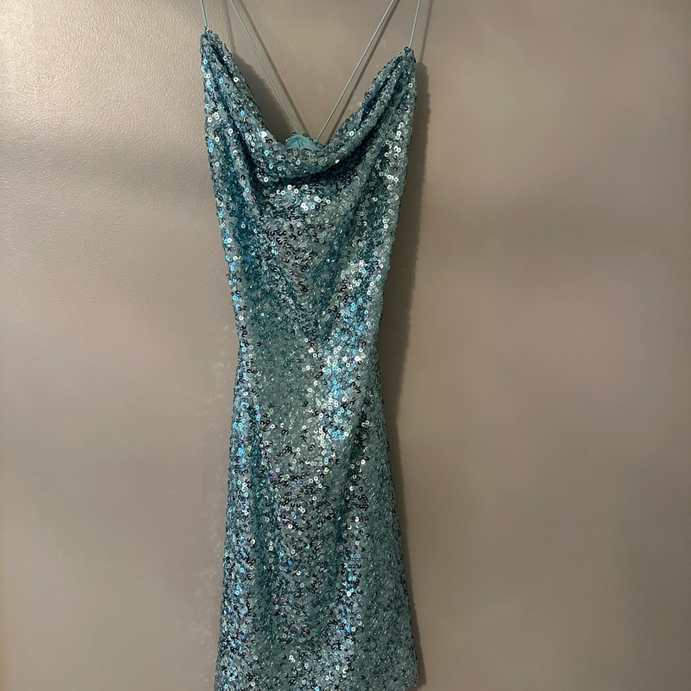 Windsor Sparkling Teal Backless Dress
